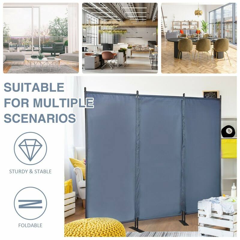 3 Panel Folding Privacy Screen Portable Wall Partition, 6 Ft Divider