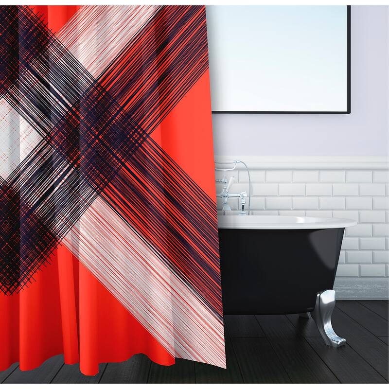 71 x 74-inch String Art Geometric Print Shower Curtain