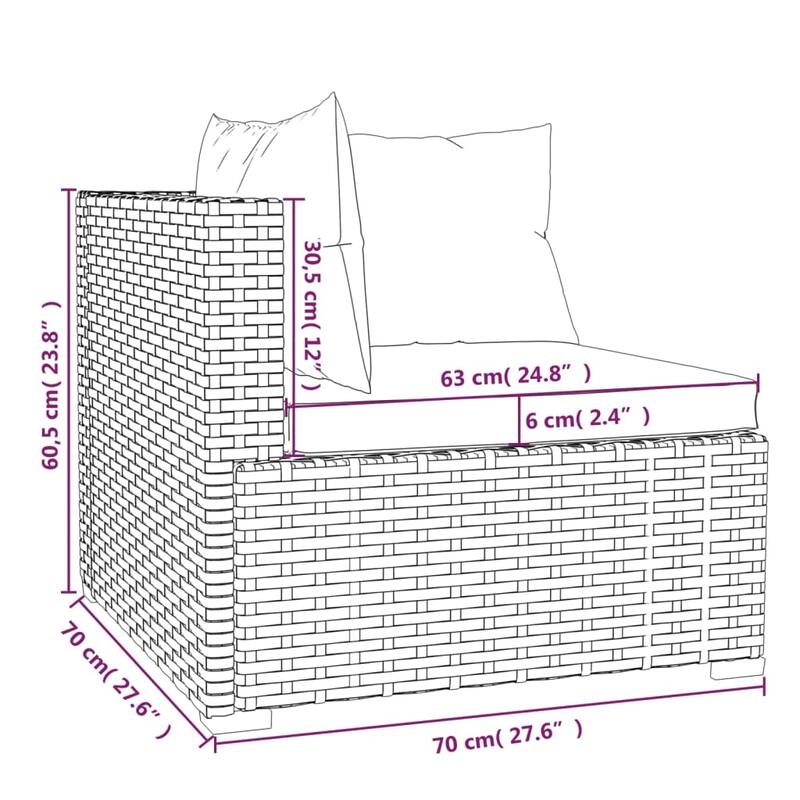 vidaXL Patio Lounge Set Outdoor Sectional Sofa Set Table Garden Poly Rattan - 27.6" x 27.6" x 24"