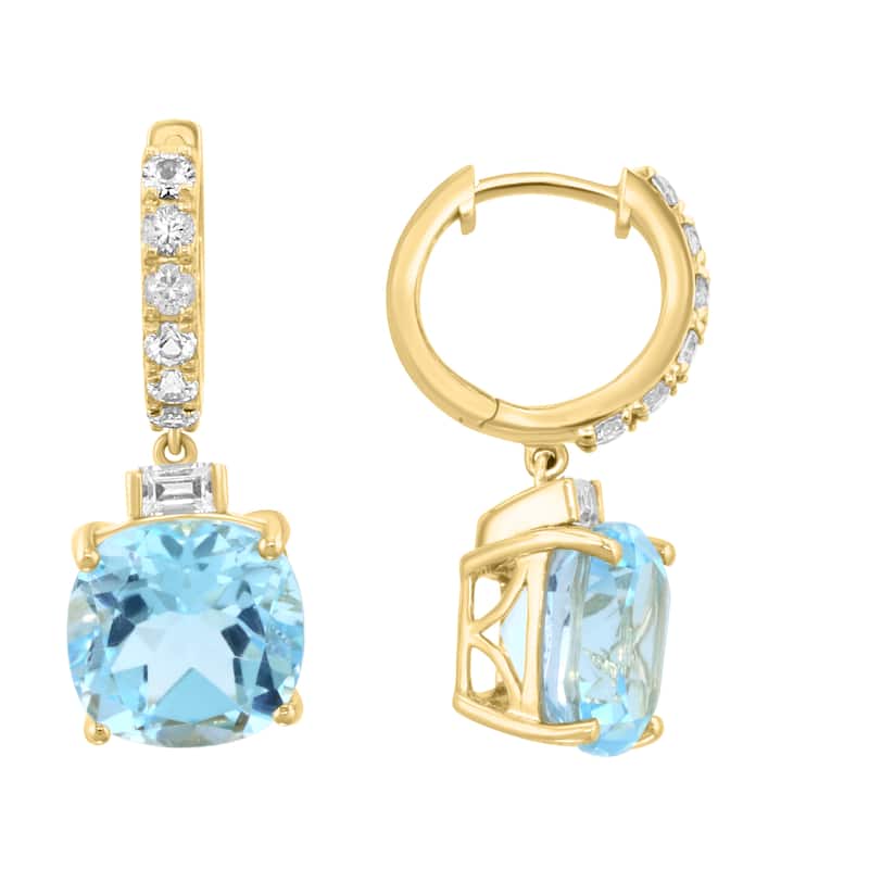 EFFY 14K Yellow Gold ,Sky Blue Topaz,White Sapphire Earrings