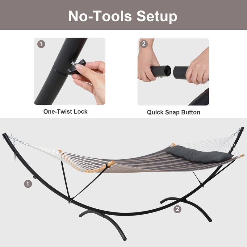 Portable Freestanding Hammock with Curved Stand for Outside