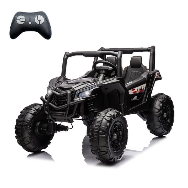 slide 2 of 28, 24V 2seater Side by Side 4x4 Ride on Off-Road Truck with Parent Remote Control and two safety belts Black