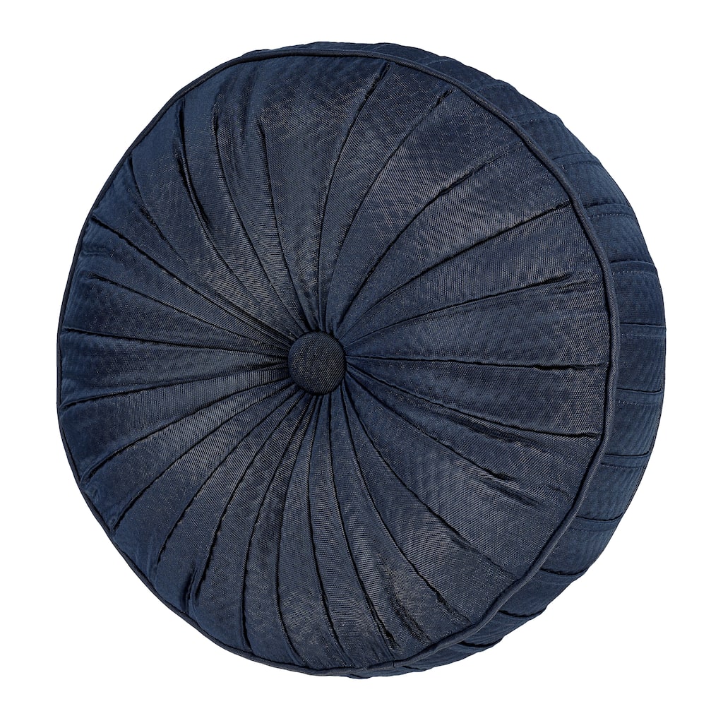 J. Queen New York Excelsior Royal Blue Tufted Round Decorative Throw Pillow