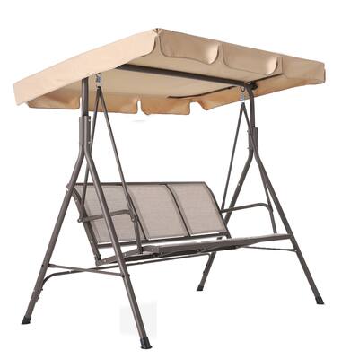 3 Person Outdoor Steel Frame Textilene Seats Patio Swing