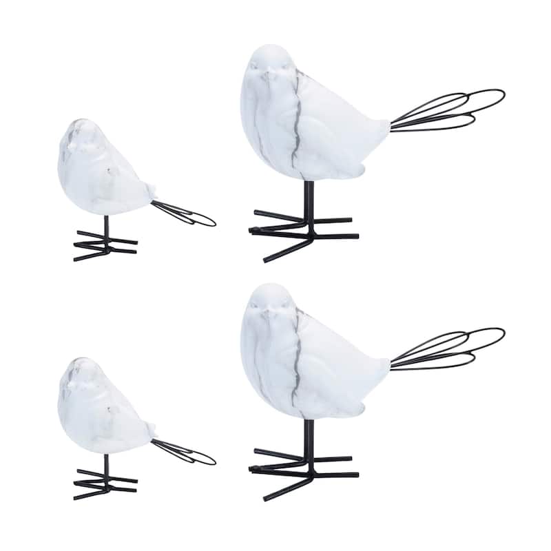 Marble Bird Figurines - 7" - Set of 4