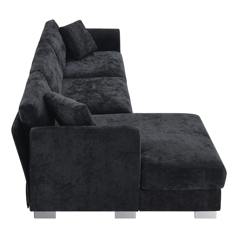 Roomfitters 96*56" Modern Cloud Sectional Sofa, L-Shaped Luxury Couch Set with 2 Pillows, 4-Seat Indoor Furniture