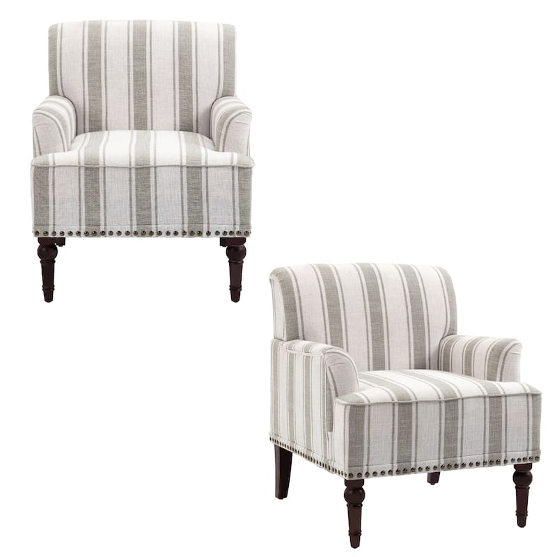 Modern Striped Accent Chairs with Arms