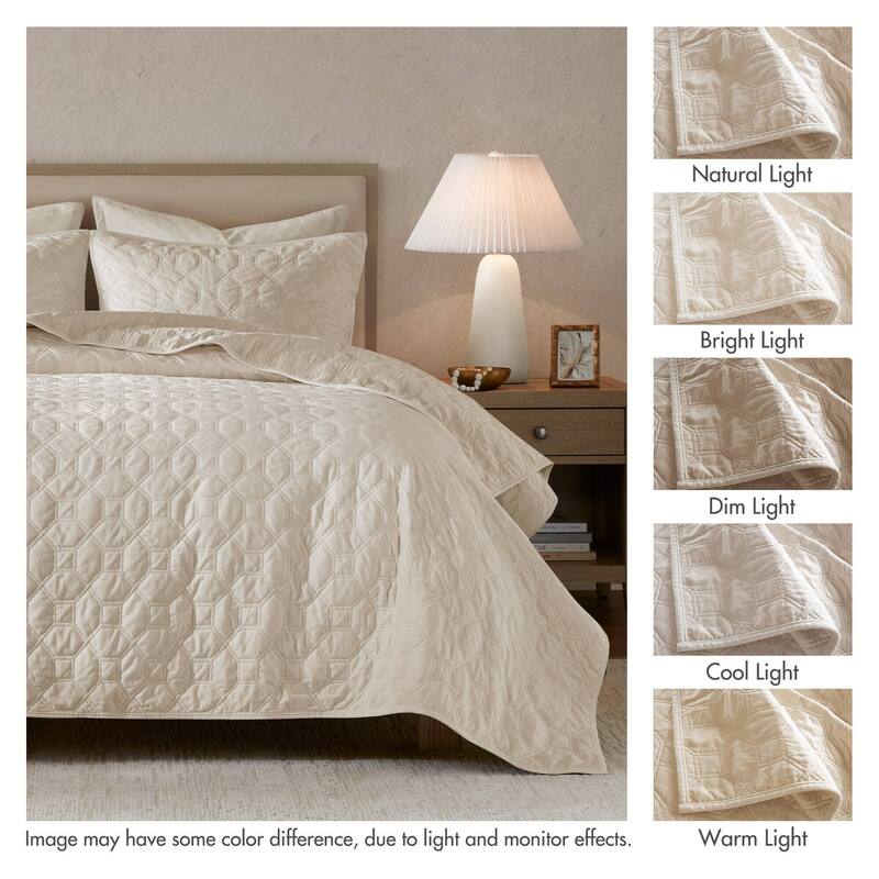 Madison Park Emery 3 Piece Velvet Quilt Set