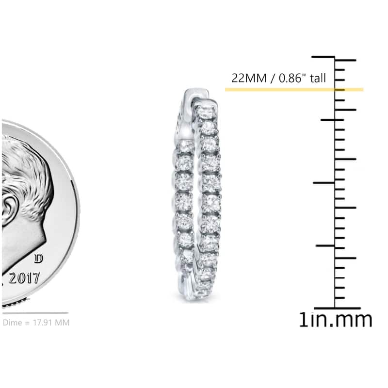 Auriya 14k Gold 2 carat TW Medium Diamond Hoop Earrings - 0.86-inch (J-K, I1-I2)