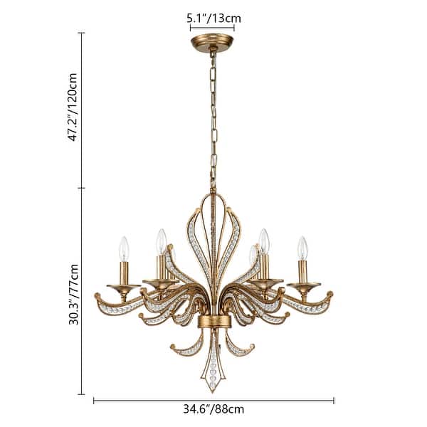 Rennnsan 6-Light Modern Glam Sputnik Antique Candle Drum Crystal Chandelier