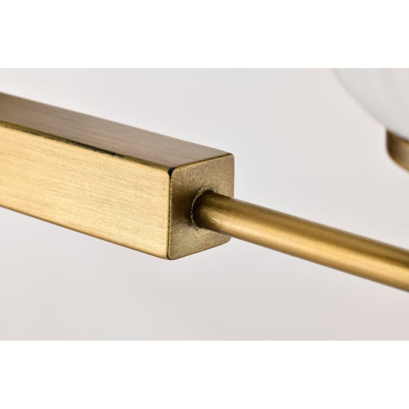 Solara 6 Light Island Pendant Natural Brass Finish Frosted Ribbed Glass - Natural Brass
