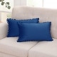 preview thumbnail 86 of 89, Deconovo Velvet Pom-poms Throw Pillow Covers 2 PCS(Cover Only) 12x20 - Navy Blue