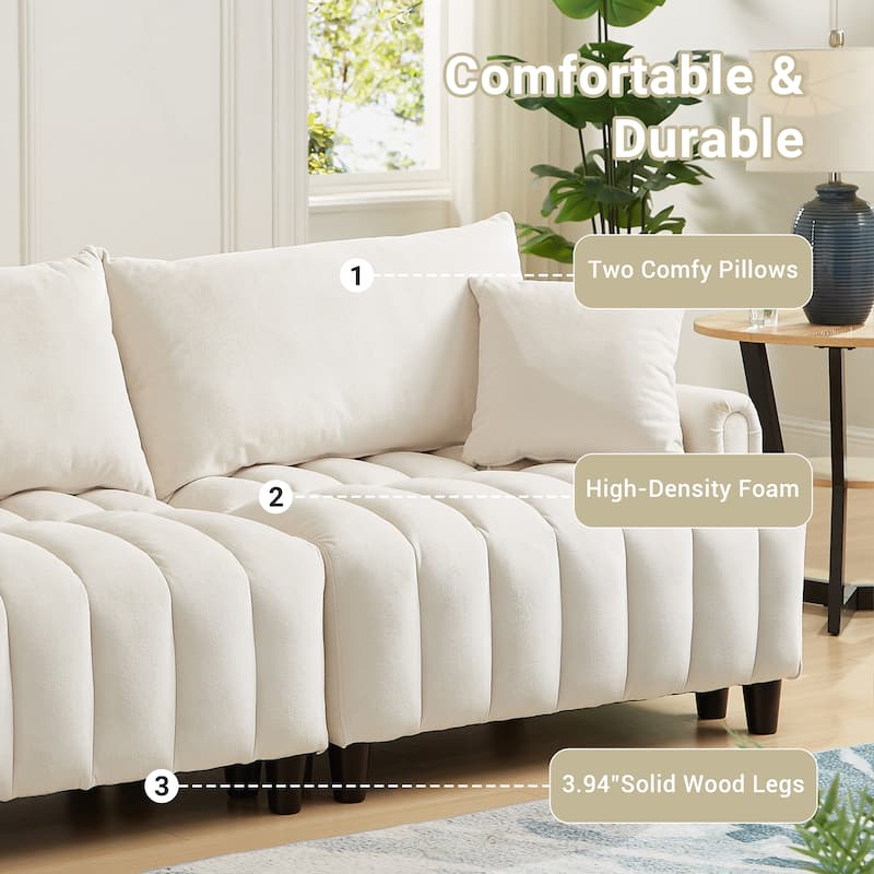 Futon Loveseat Couch Convertible into Sleeper Sofa Bed with Hidden Storage and Adjustable Backrest, Modern Loveseat Sleeper