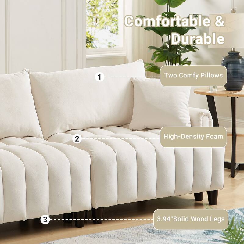 Sofa Bed with 2 Hidden Storage Bags, Multi-Functional Sleeper Sofa Loveseat with Adjustable Backrest