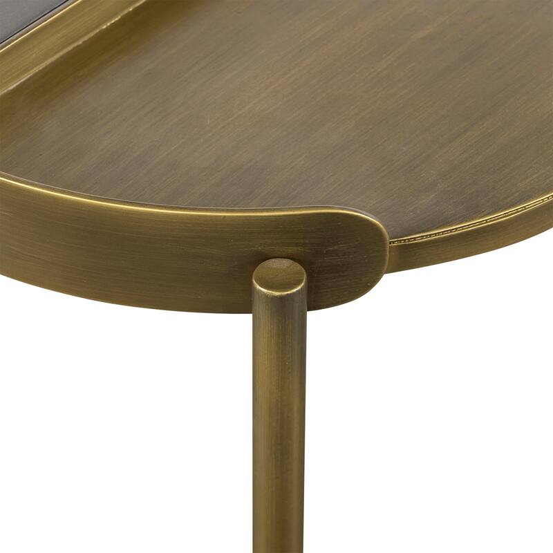 Dua Grey Concrete and Black or Brass Metal Round Coffee Table
