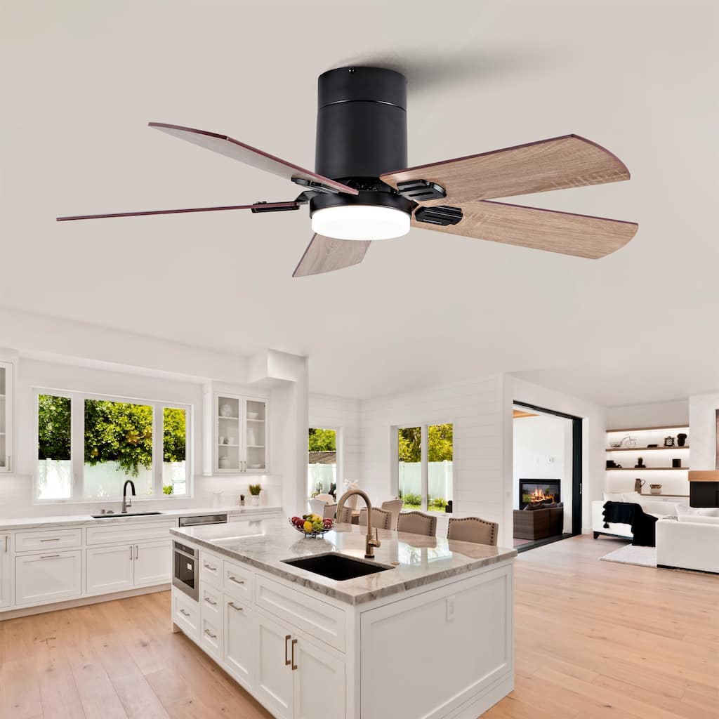 42" Low-Profile Ceiling Fans w/ Light and Remote, Dimmable LED, Quiet Reversible DC Motor
