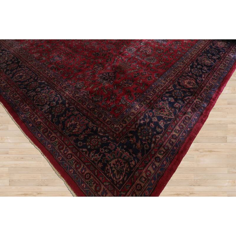 14x21 Oversize Hand Knotted Wool Wine Red Agra Traditional Deep Rug - 14' x 21'