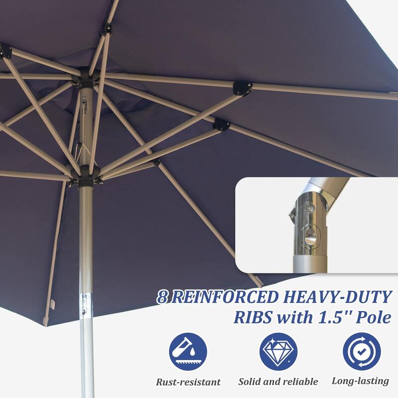 Rectangle Patio Umbrella with Crank Lift and Tilt Function 