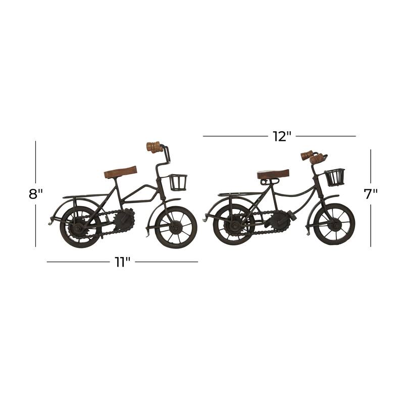 Metal Bike Sculpture with Wood Accents - Set of 2 Black - Roche River Decor - Black or Gold