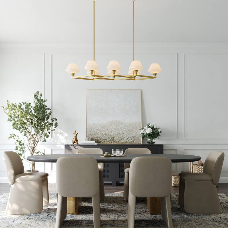 Acroma 8 - Light Steel & Glass Dimmable Chandelier
