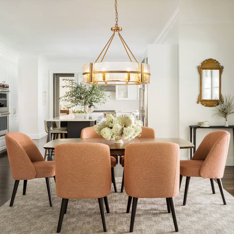 Dimmable Large Drum Glass Chandelier for Dining Room High Ceiling Living Room