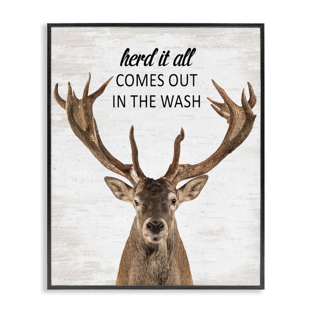Stupell Herd It Comes Out In Wash Framed Giclee Art Design By Lettered and Lined