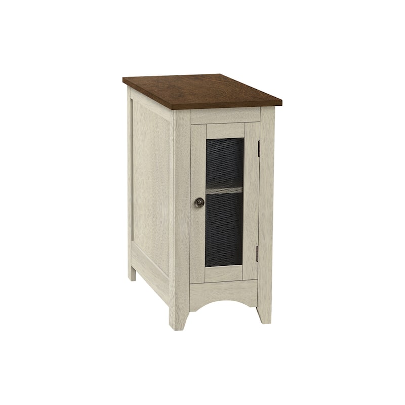 Accent Table, End, Side Table, Narrow, Nightstand, Bedroom, Lamp, Storage, Antique White Veneer, Brown Veneer, Transitional
