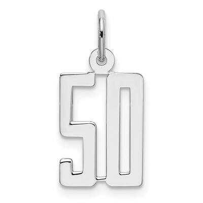 Solid 925 Sterling Silver Small Elongated Number 11 Charm Pendant - Rhodium Plated, Polished