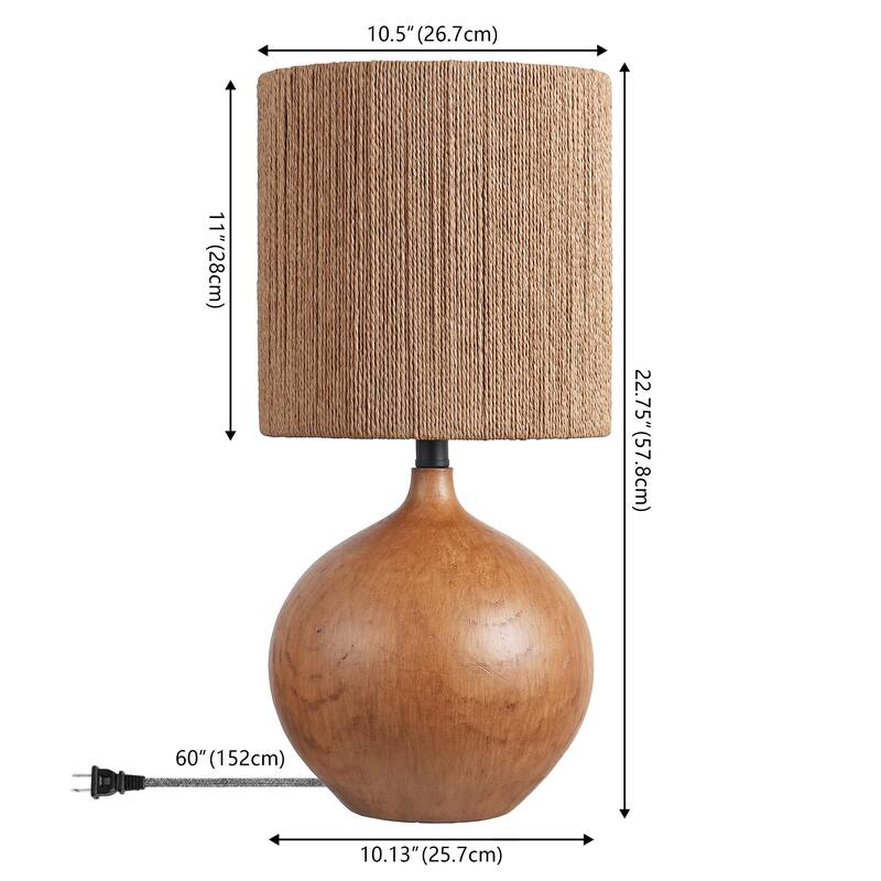 Abram 22.75" Resin/Metal Round Table Lamp with Paper Rope Shade, By JONATHAN Y
