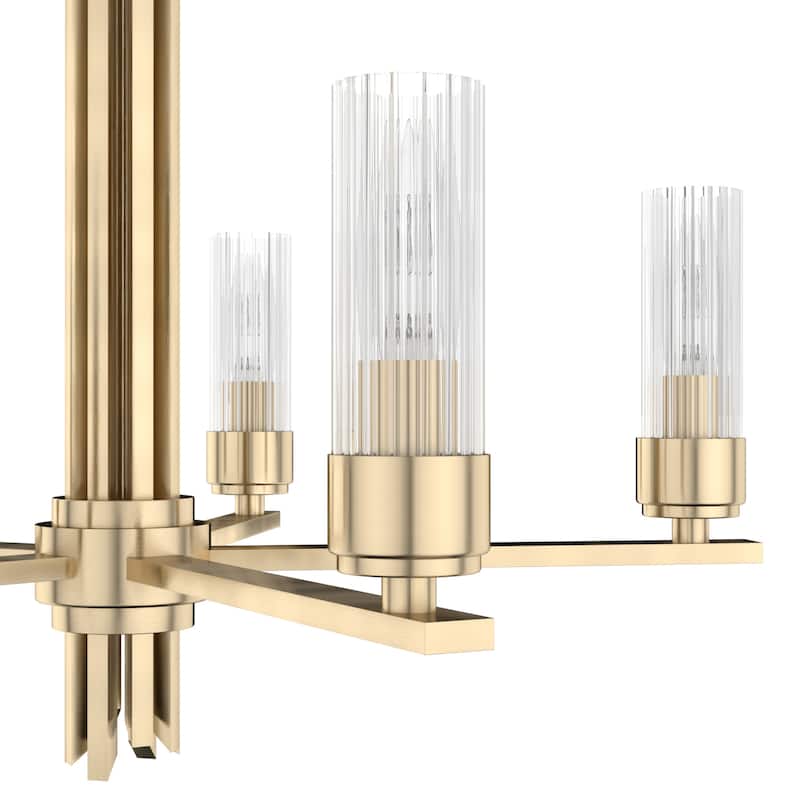 Hunter Gatz Ribbed Glass Chandelier - Dining Room, Kitchen Island, Entry - Glam, Contemporary, Transitional