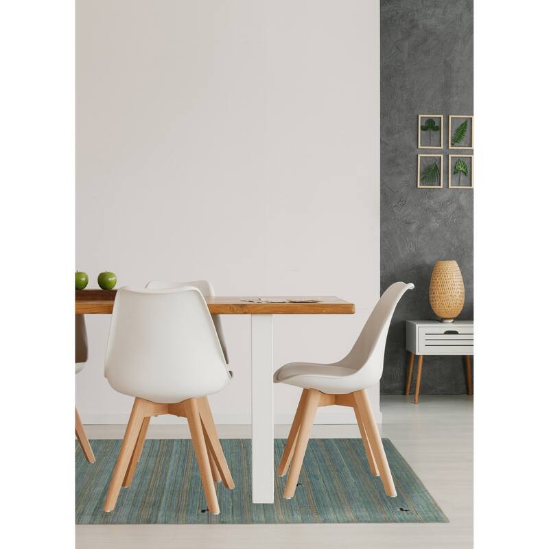 ECARPETGALLERY Hand Loomed Kashkuli Gabbeh Turquoise Wool Rug - 4'11 x 7'11