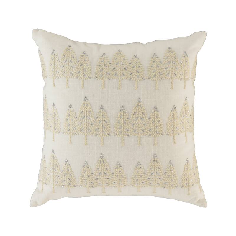 Rizzy Home Embroidered Tree Holiday Throw Pillow - Silver - Cover Only