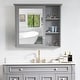 preview thumbnail 68 of 95, Modern Surface Mount Solid Wood Framed Medicine Cabinet With Mirror and Shelves Titanium Grey-34'' W