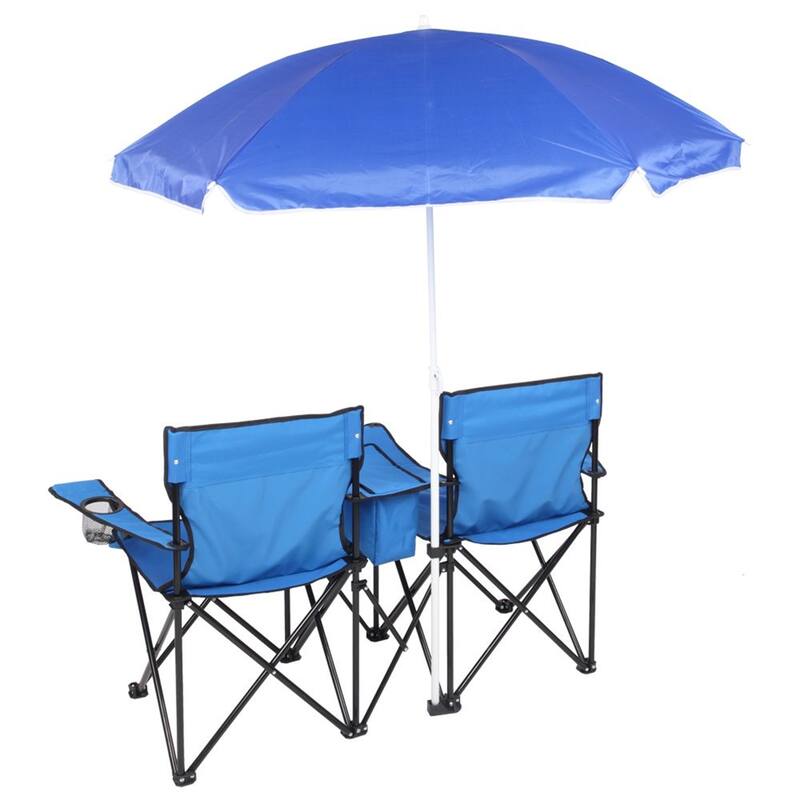 Portable Folding Picnic Double Chair with Umbrella