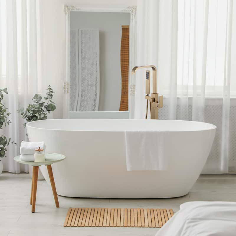 WOWOW Waterfall Single-Handle Freestanding Tub Faucet with Hand Shower