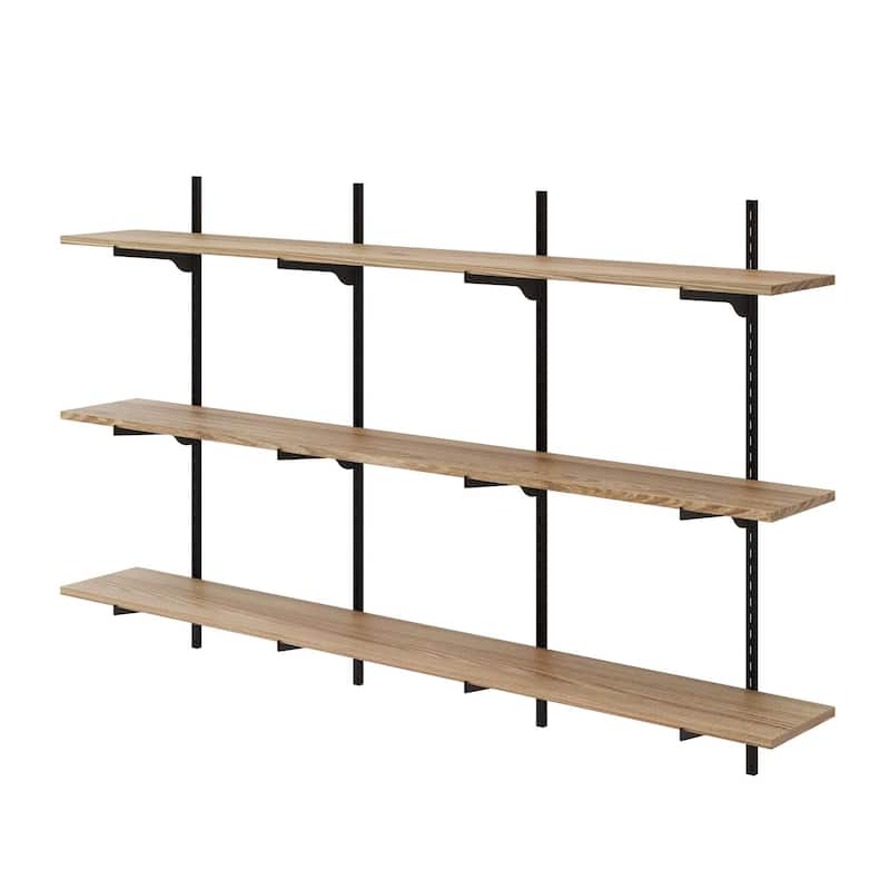 Wallniture Turin 60 Inch Long Wall Bookshelf, Floating Shelf with Adjustable Brackets, Farmhouse, Custom Finish and Tier Options