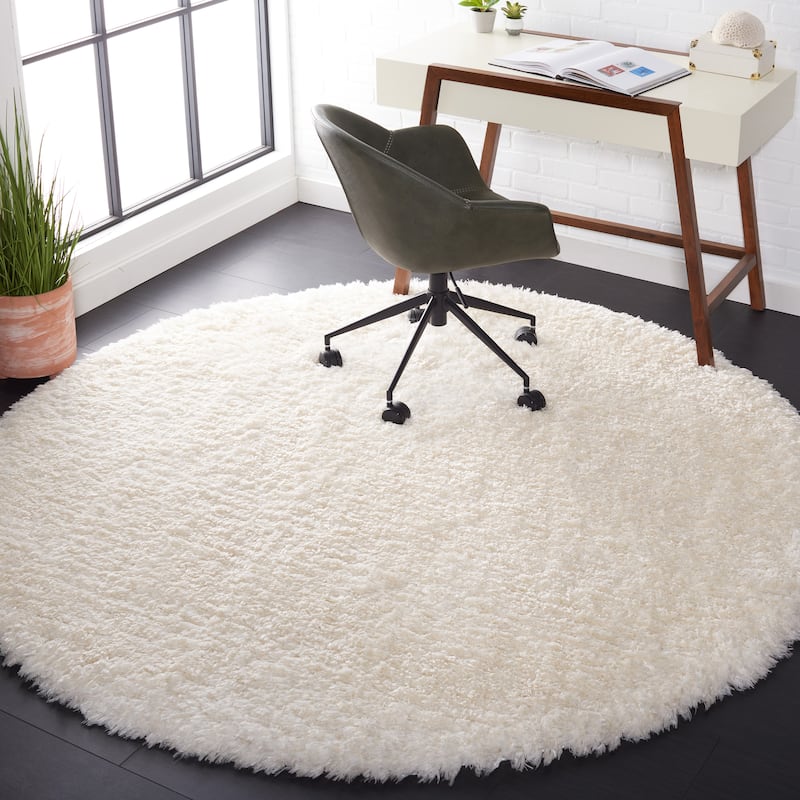 SAFAVIEH Flokati Shag Wynne 2.75-inch Thick Rug - 6'7" Round - Ivory