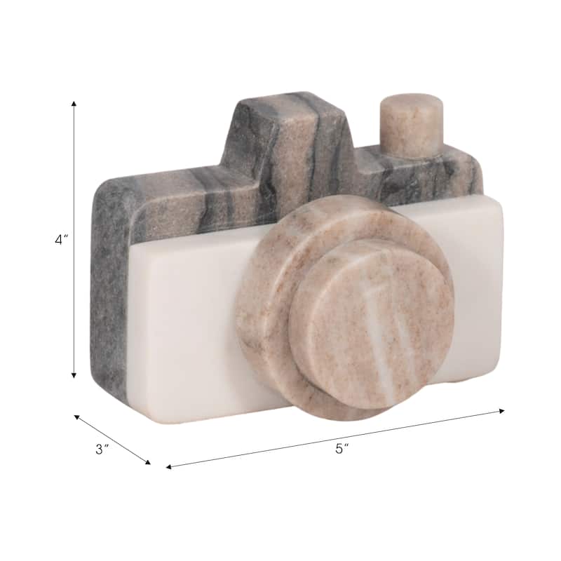 Marble Novelty Decorative Camera Figurine - Multicolor, 5" - 5.0"