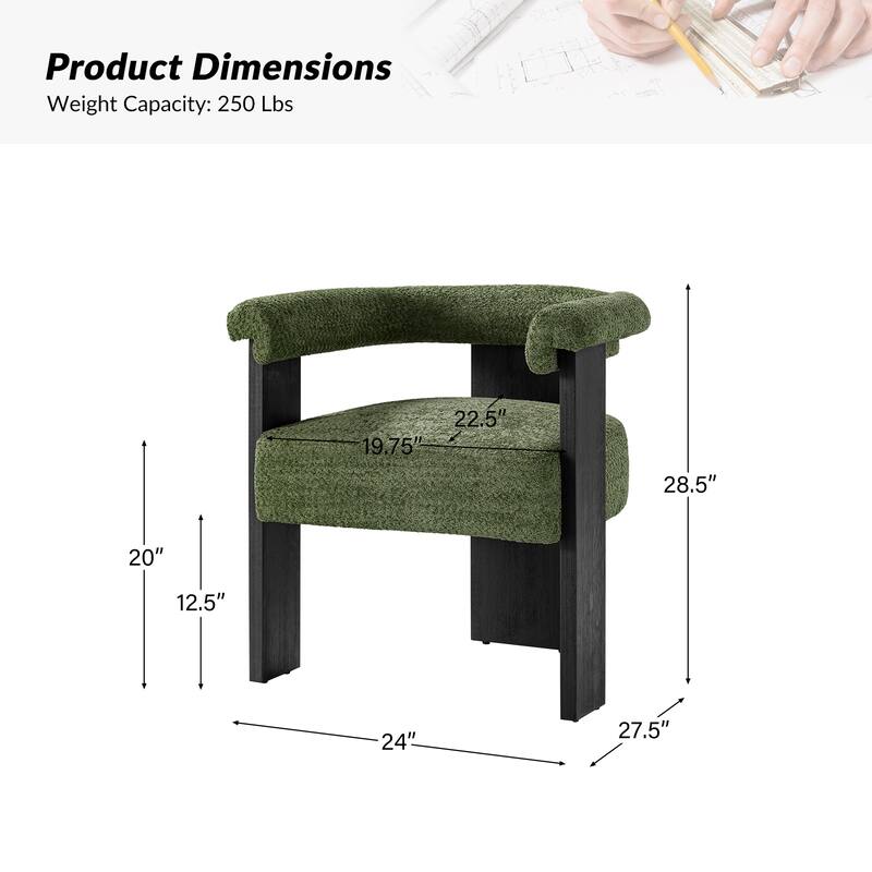 Georg Modern Boucle Dining Chair with Solid Wood Legs Set of 6 by HULALA HOME