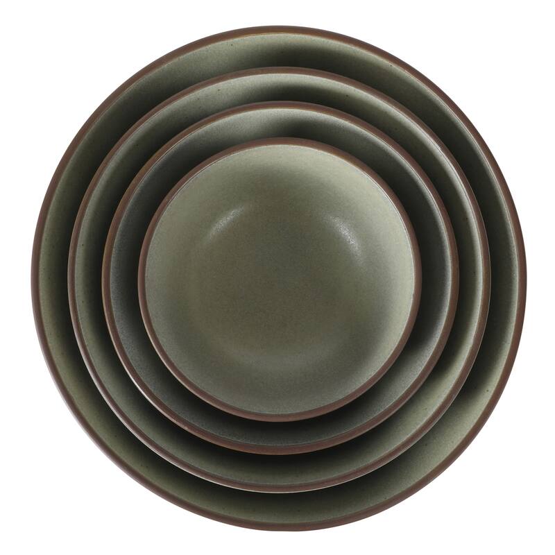 Gibson Elite William Crest 4 Piece Nesting Bowl Set, Stoneware Reactive Glaze, 5", 6.25", 7.5", 9", Prep & Serving Bowls