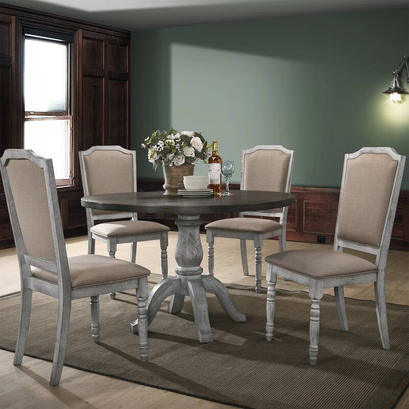 Turned Leg Wood Dining Chair Set of 2