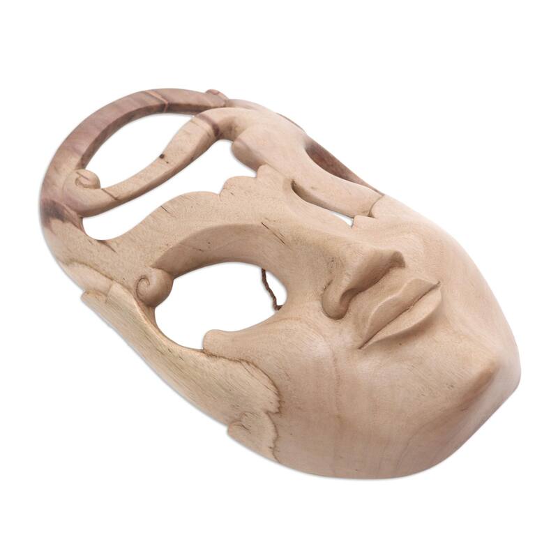 Novica Handmade Arabesque Hibiscus Wood Mask