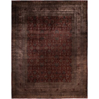 Overdyed One-of-a-Kind Hand-Knotted Area Rug - Red - 12' 3" x 15' 3"