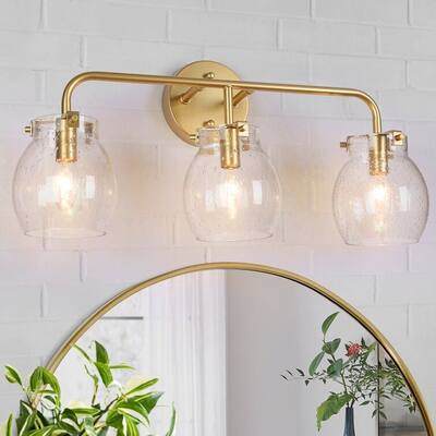 Modern Gold Bathroom Vanity Light Glass Wall Sconces-2/3/4 Light