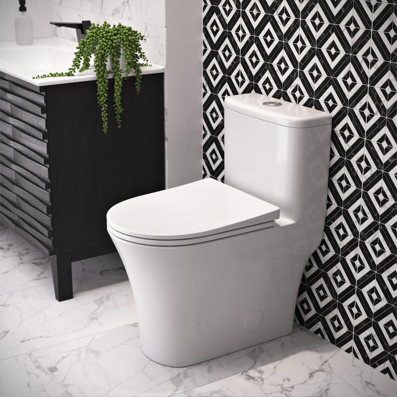 Cascade One-Piece Compact Toilet Dual-Flush 1.1/1.6" - 24.61" x 14.76" 28.35"