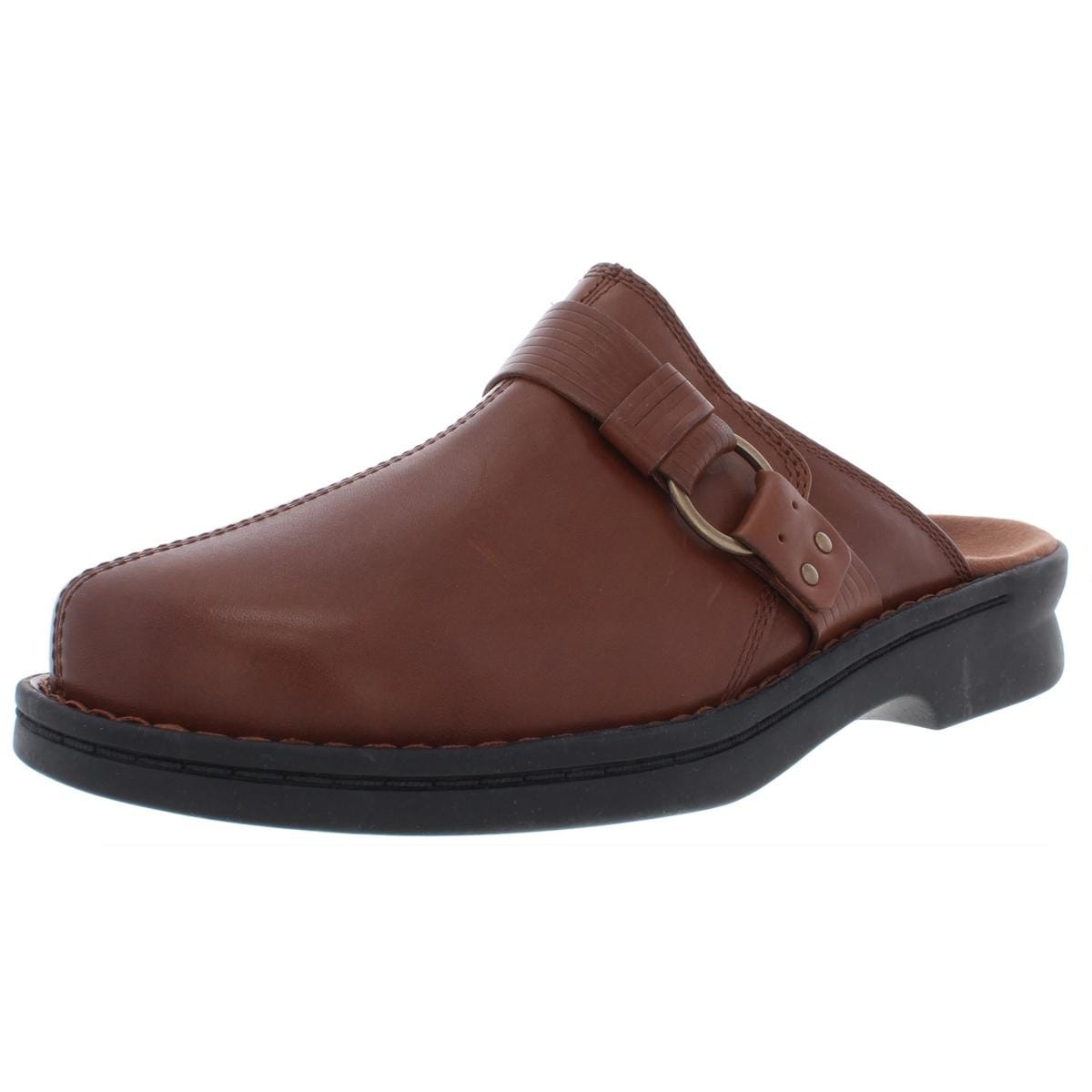 clarks leather slip on clogs