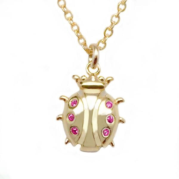 Julieta Jewelry CZ Ladybug Gold Charm 16" Necklace