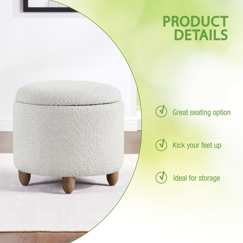 Lyra Storage Ottoman with Medium Oak Legs