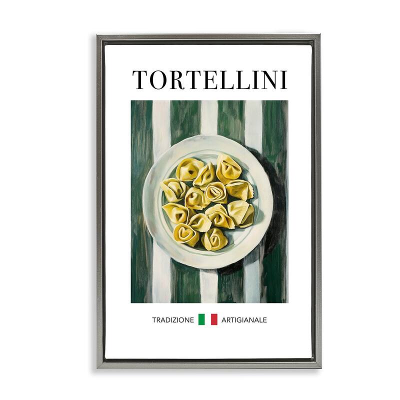 Stupell Traditional Tortellini Pasta Framed Floater Canvas Wall Art Design By Andreas Magnusson - 21 x 31 - Grey