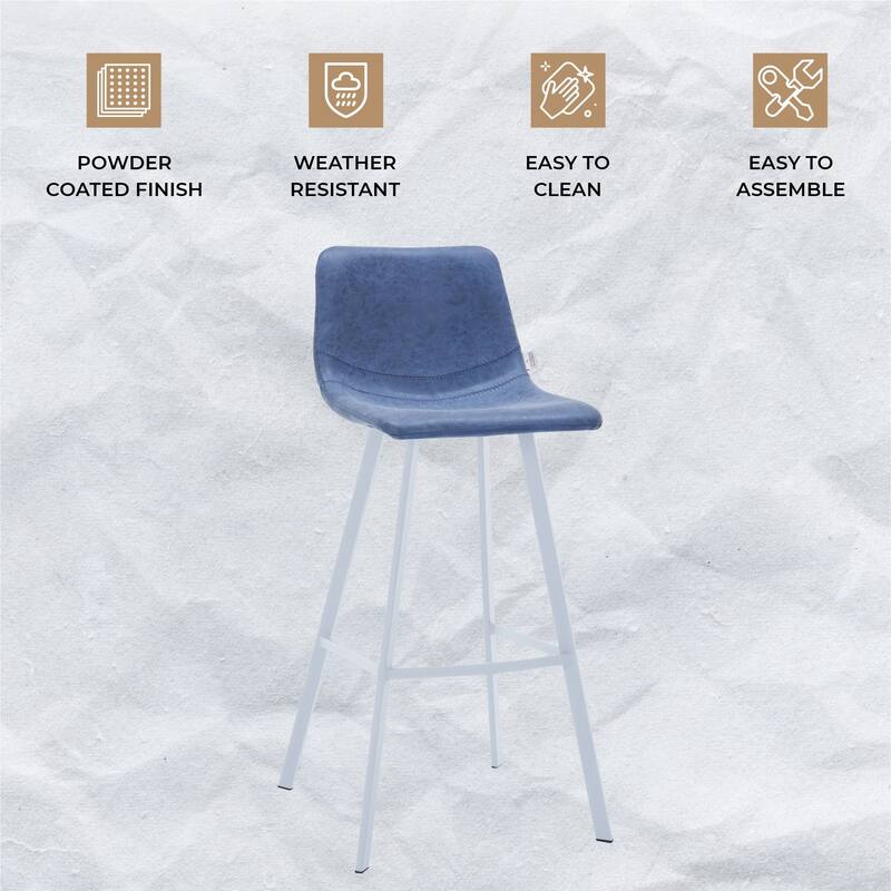Leather 41" Counter Height Bar Stool with Stainless Steel Legs and Footrest